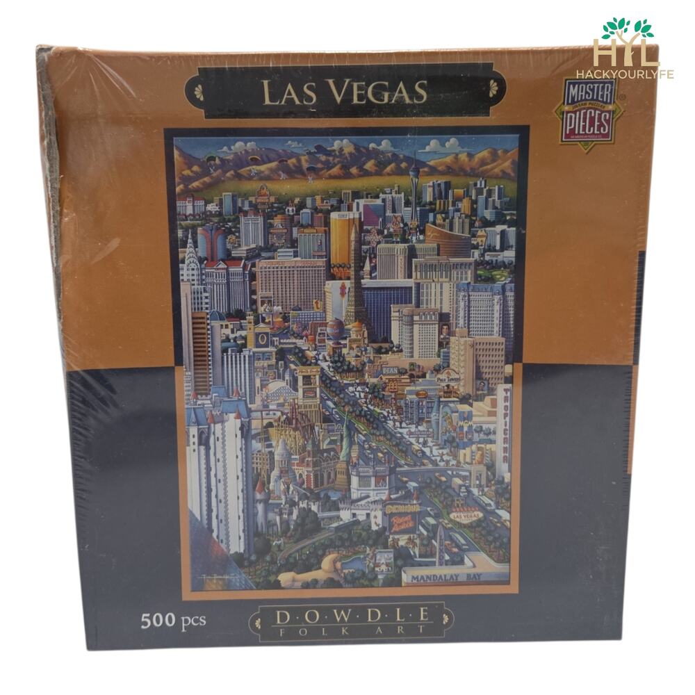 Dowdle Las Vegas 500 Piece Jigsaw Puzzle 18x24 Folk Art Eric Dowdle City Toy New